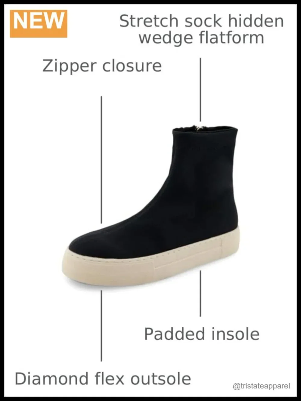 Women's Stretch Sock Bootie Ankle Boot with Hidden Wedge Flatform Heel